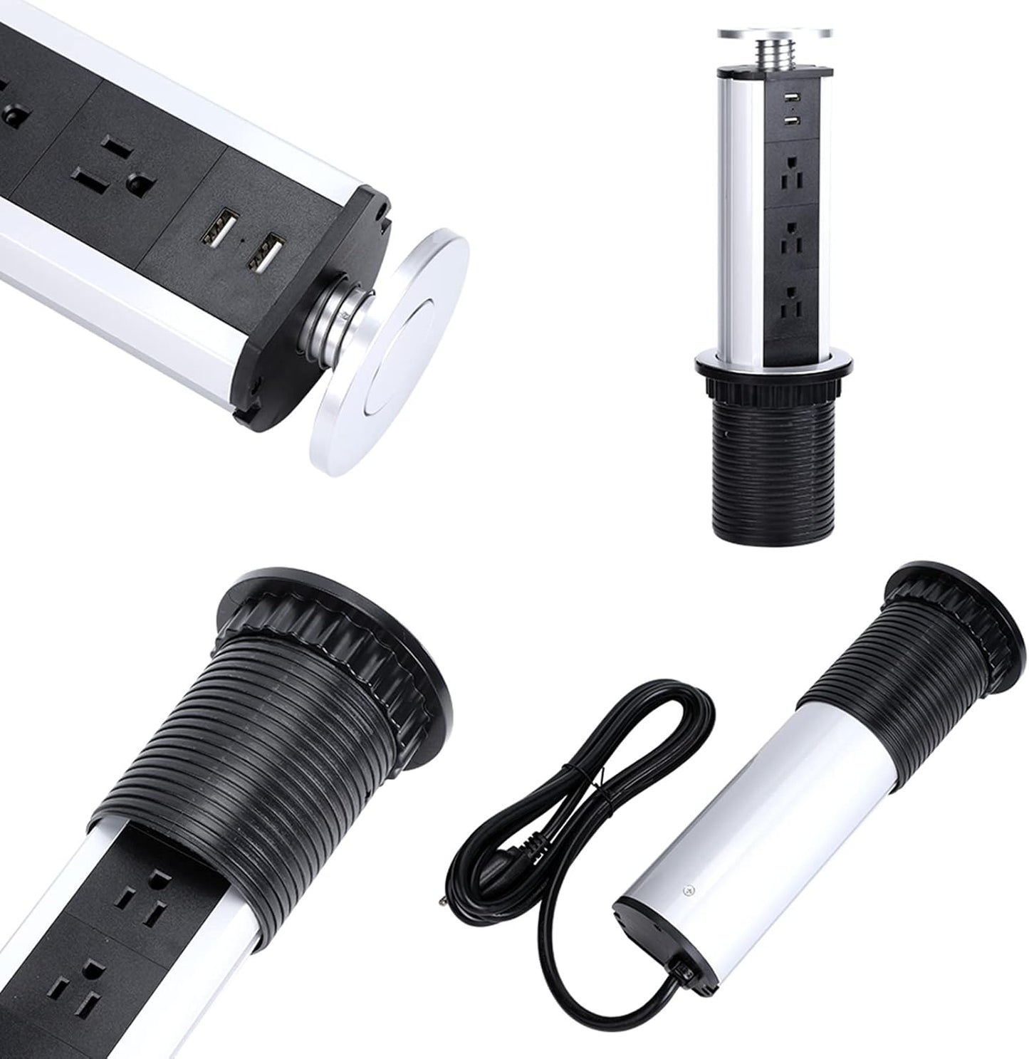 Regleta empotrada 3 enchufes USA 2 USB para cocina oficina