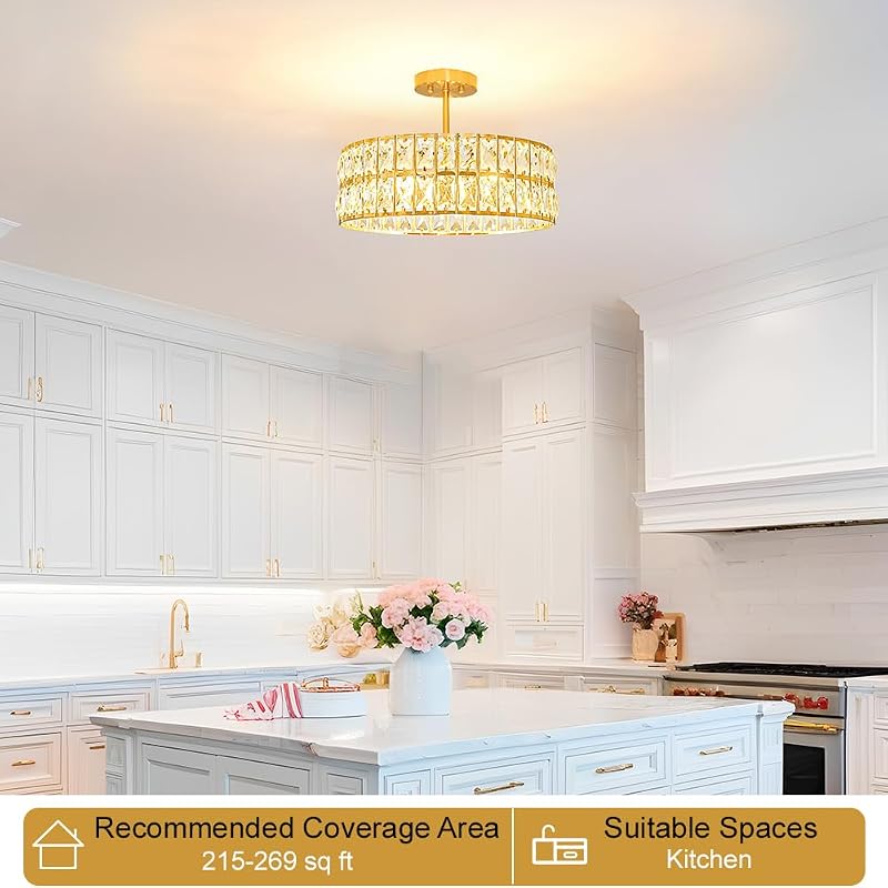 Candelabro techo dorado cepillado 5 luces cocina sala