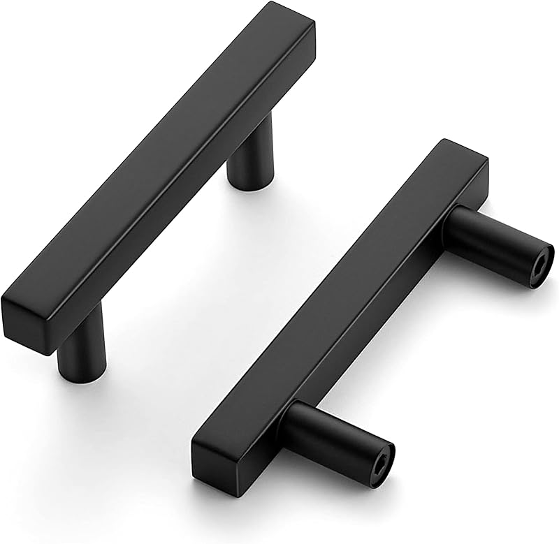 30 Tiradores Cuadrados Negro Mate 2.5" Gabinetes