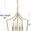 Lámpara techo candelabro metal 4 luces color dorado