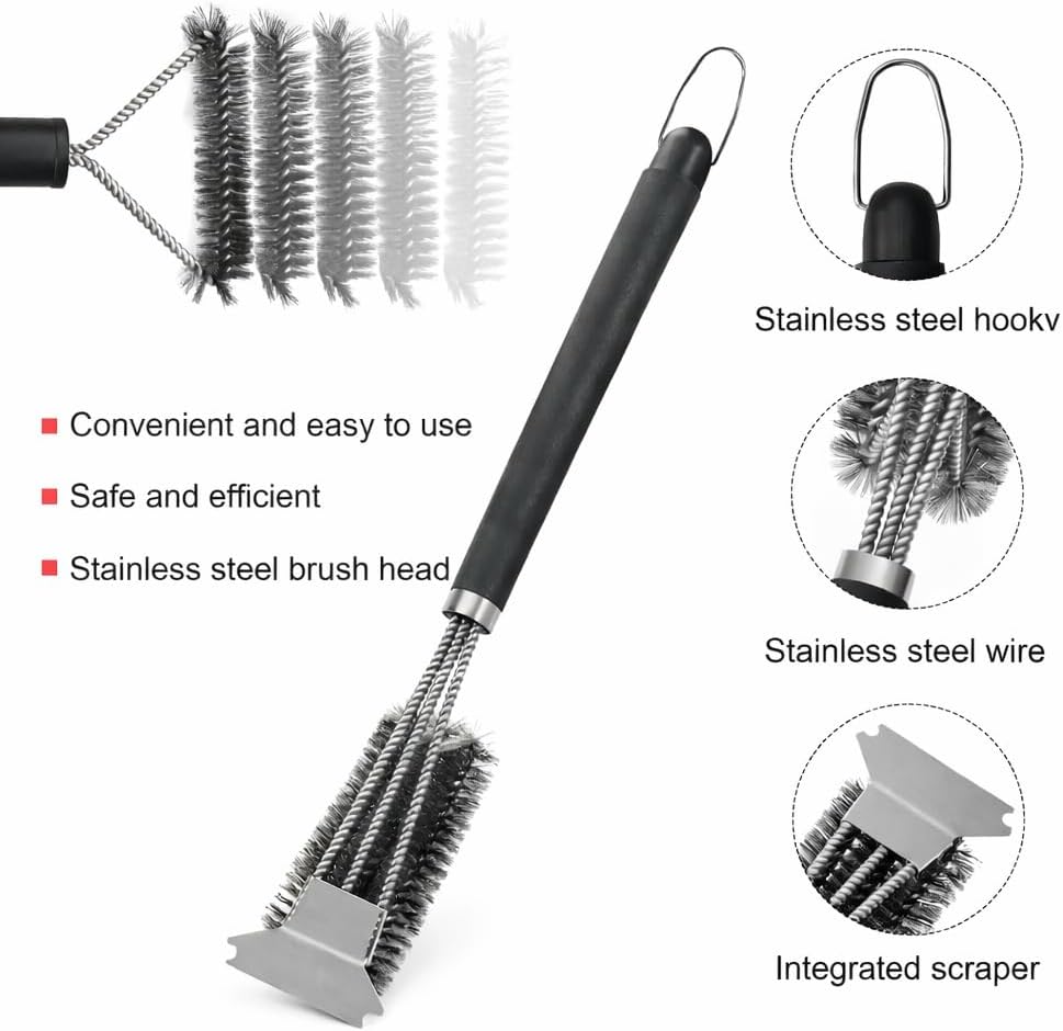 Cepillo parrilla acero inox con raspador