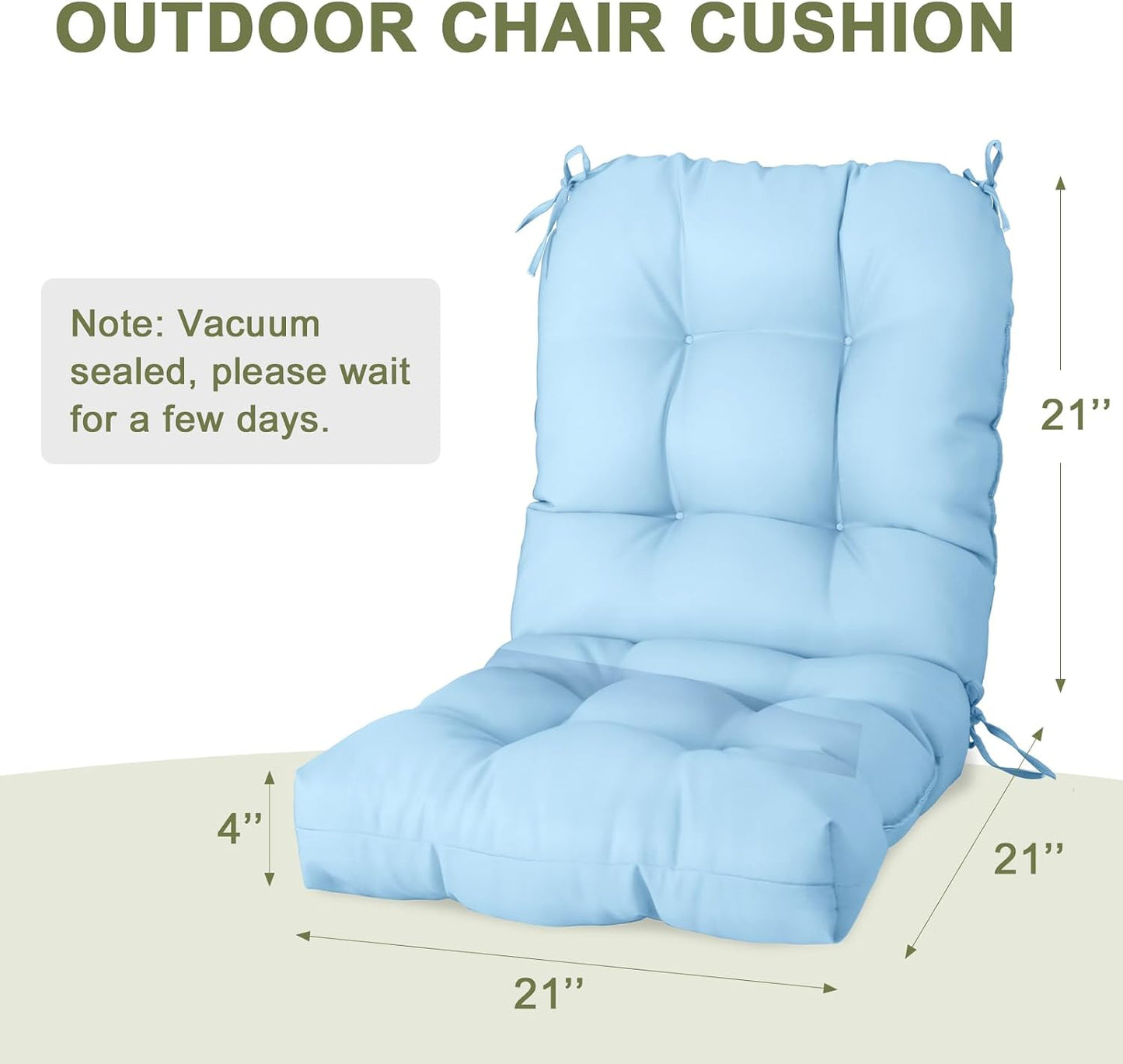 Cojín silla respaldo alto 42x21" resistente agua azul