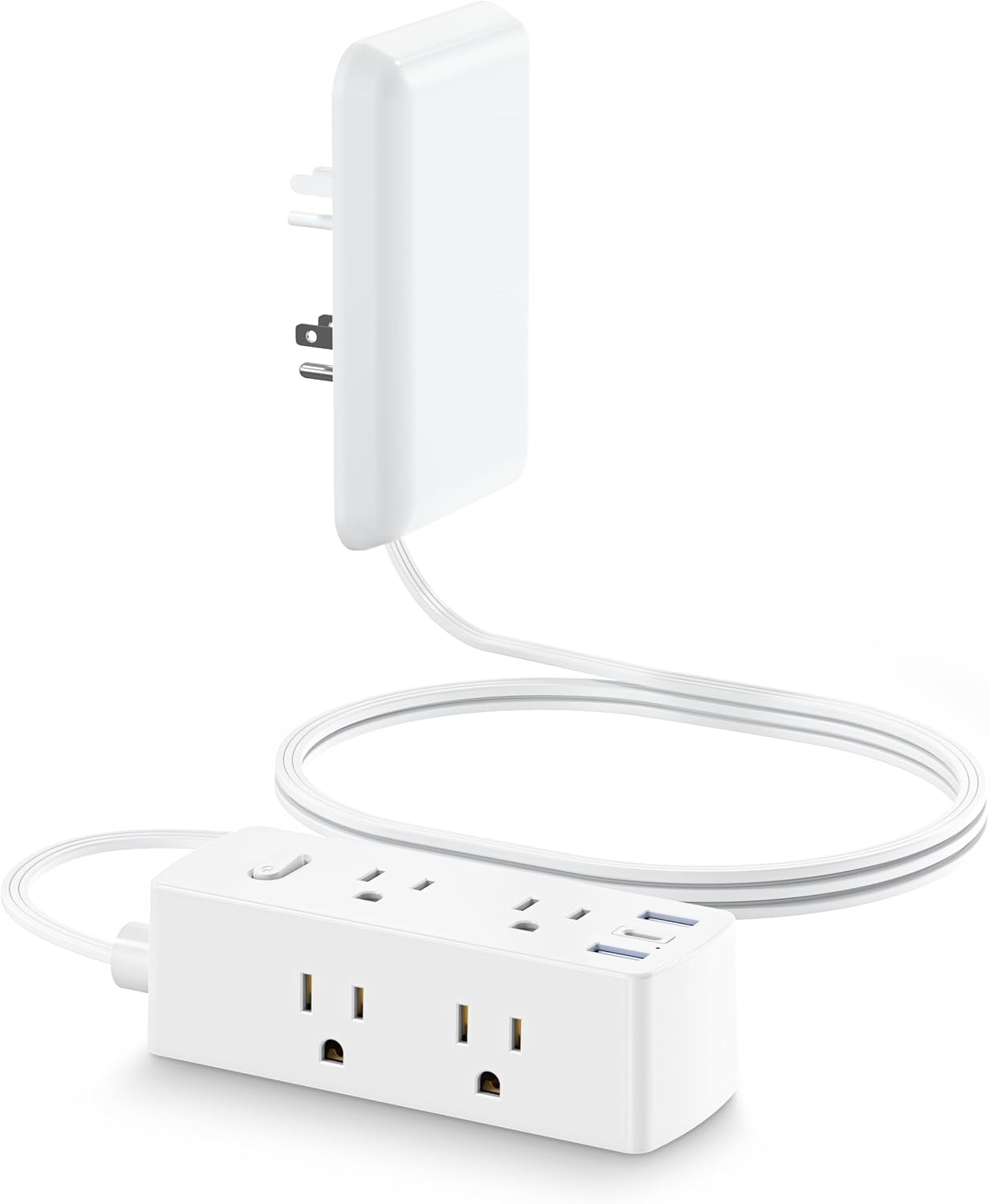 Cable extensión plano con 6 salidas y 3 USB, protector 2000J