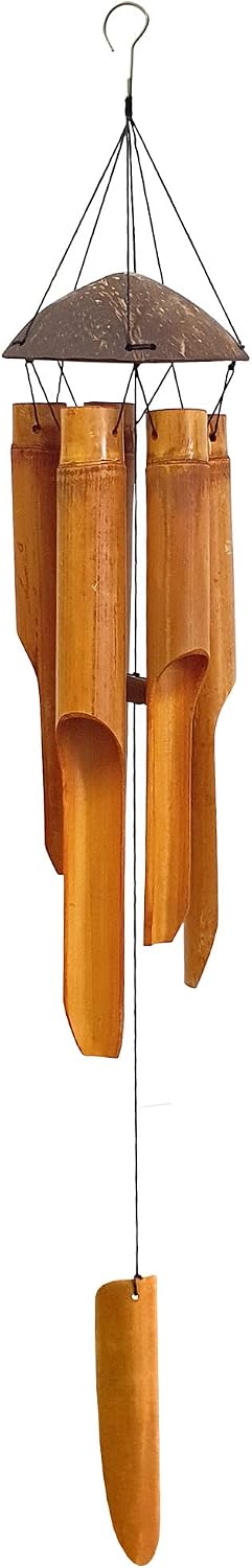 Campanas viento bambú madera coco 25" decoración hogar