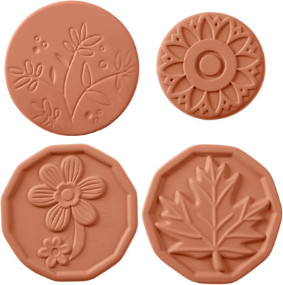 Juego de 4 discos suavizantes de azúcar morena terracota con oso estilo flor
