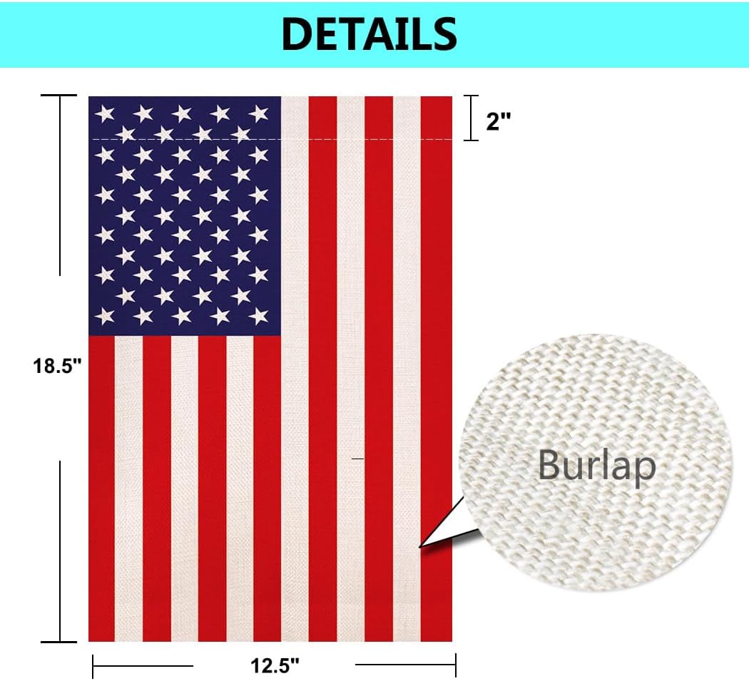 Bandera arpillera 4 de Julio doble cara jardín patio