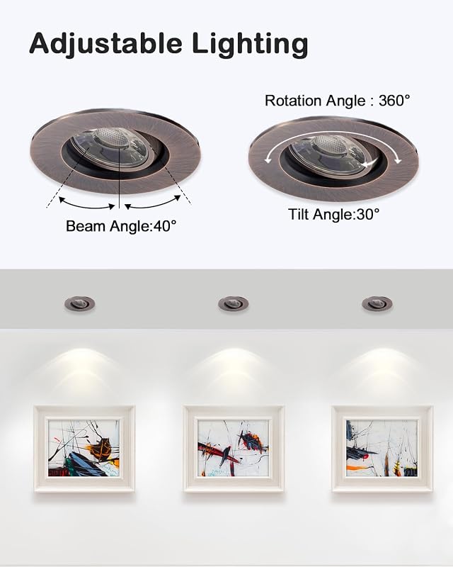 10 Luces LED Downlight 3pulg Bronce 900lm 8W Regulable