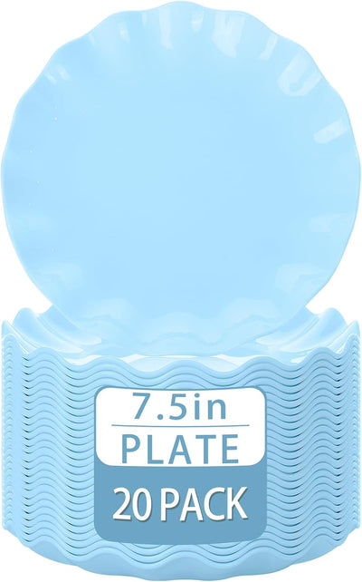 20 Pzas Platos Plástico Azul 7.5pulg Reutilizables