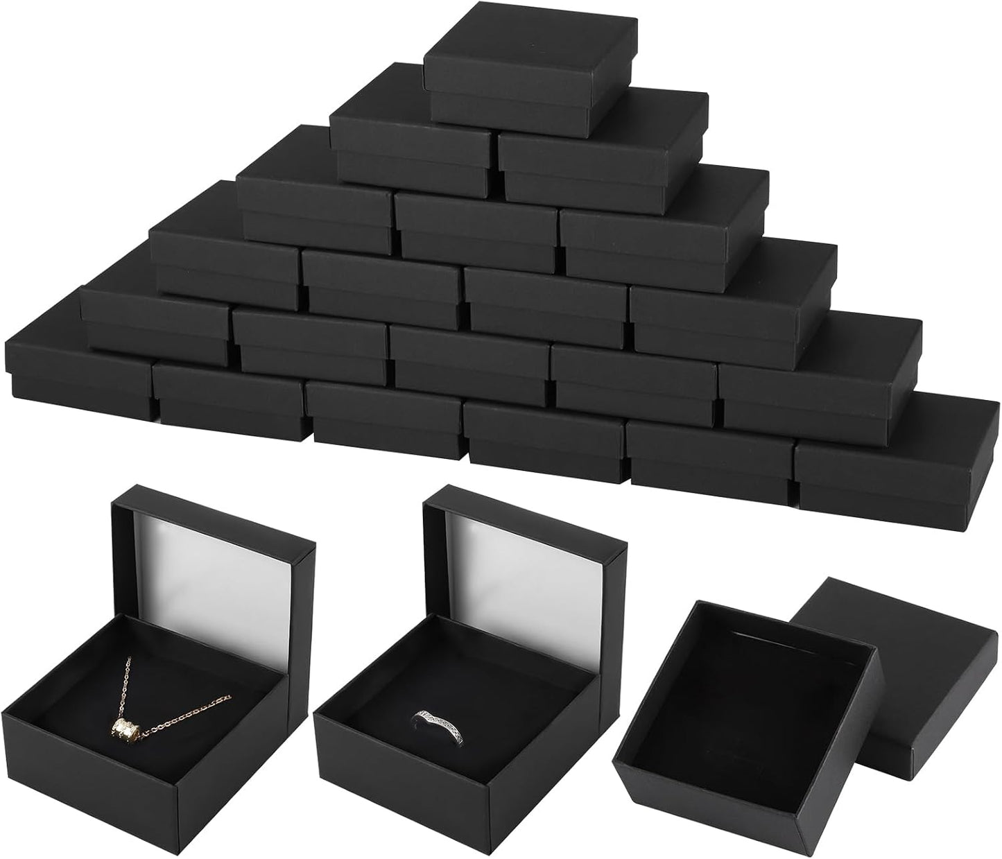 24 Cajas Regalo Joyas Almacenamiento Negro