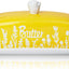 Mantequillera cerámica con tapa perilla diseño floral amarillo