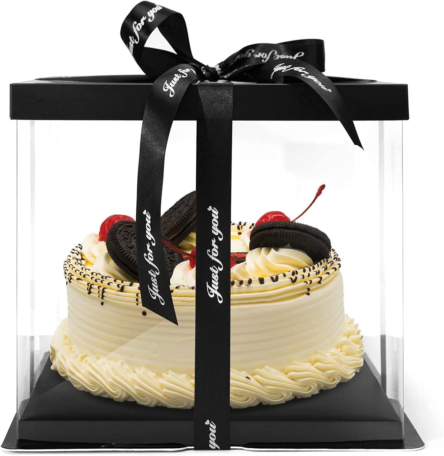 4 Cajas Transparentes 10x10" con Tapa y Cinta para Regalo