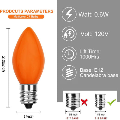 25 Bombillas LED C7 Vintage Cerámica 0.6W E12 Multicolor