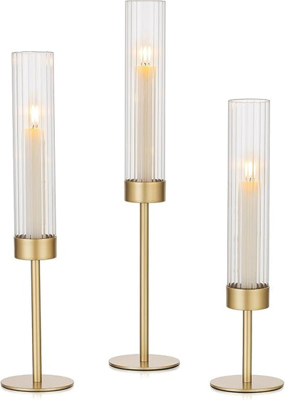 Portavelas latón huracán 3 pzas para velas bodas