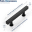 30 Manijas Acero Inox 3" Negro Mate para Gabinete