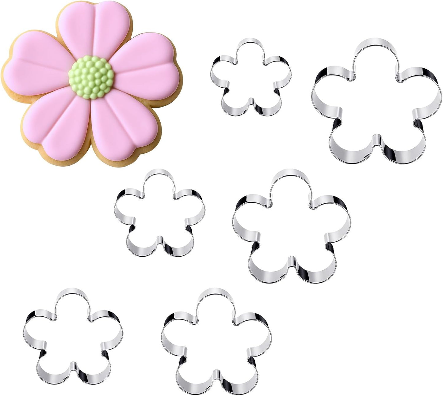 Set 6 cortadores flores acero inox para galletas y fondant