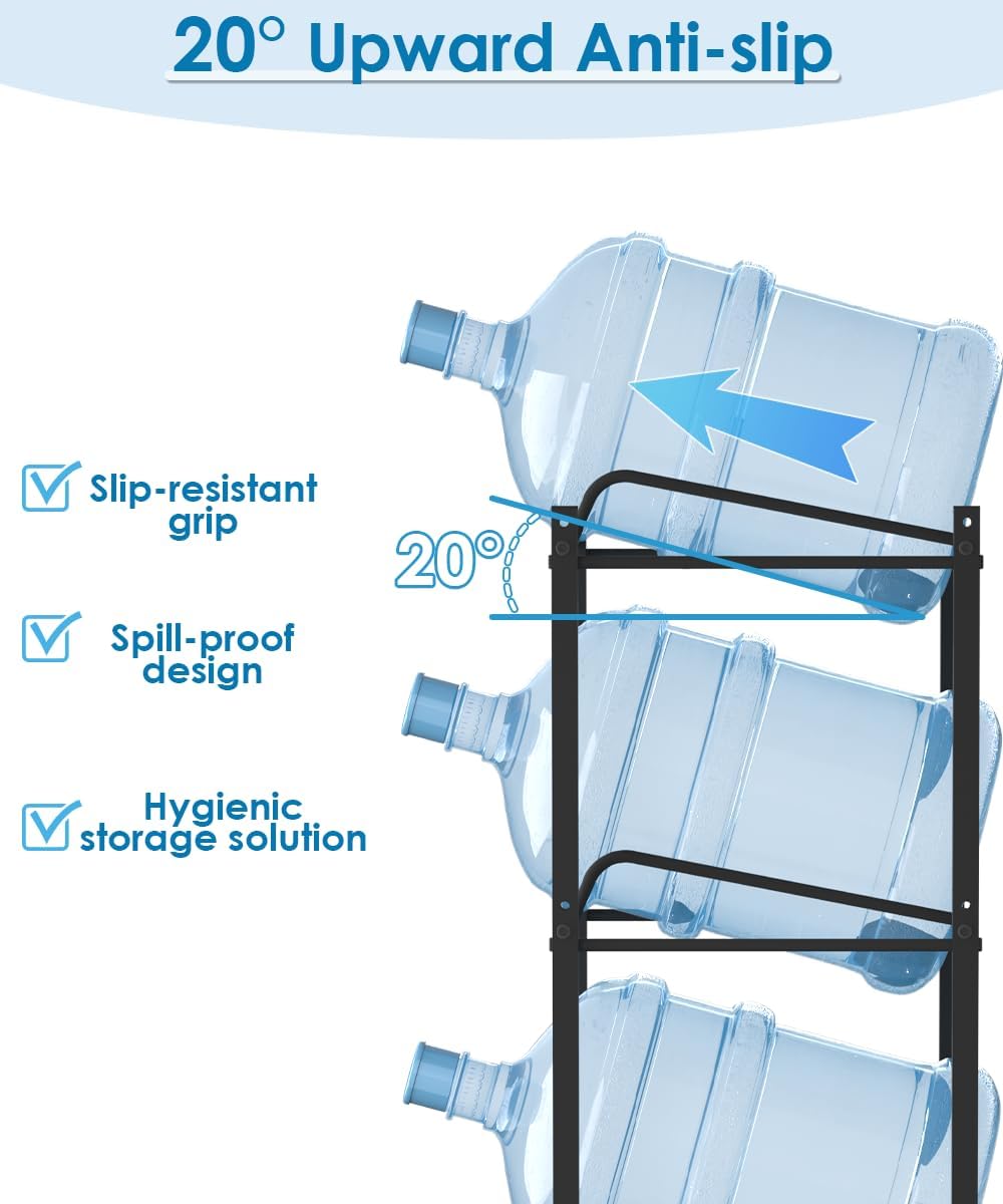 Soporte jarra agua 5gal 3 niveles negro resistente
