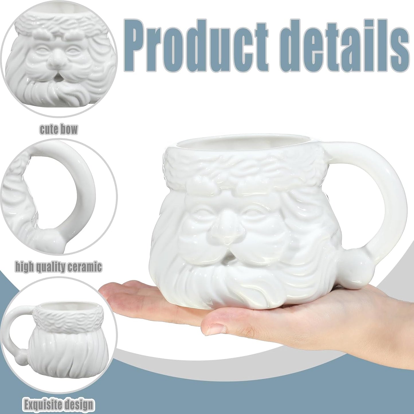 2 Pzas Tazas Cerámica Papá Noel 16oz para Café Té Latte
