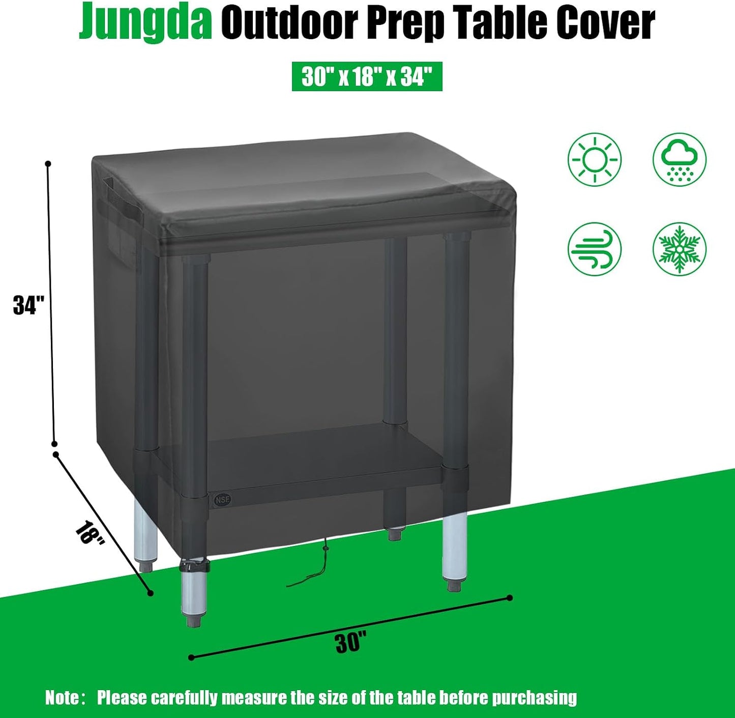Funda mesa preparación acero inox 30" impermeable