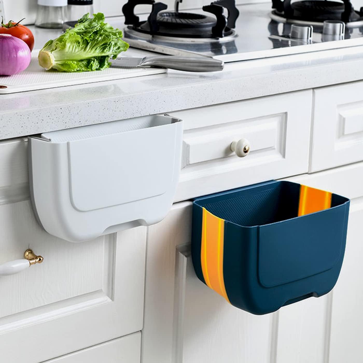Mini cubo basura plegable colgante cocina pared