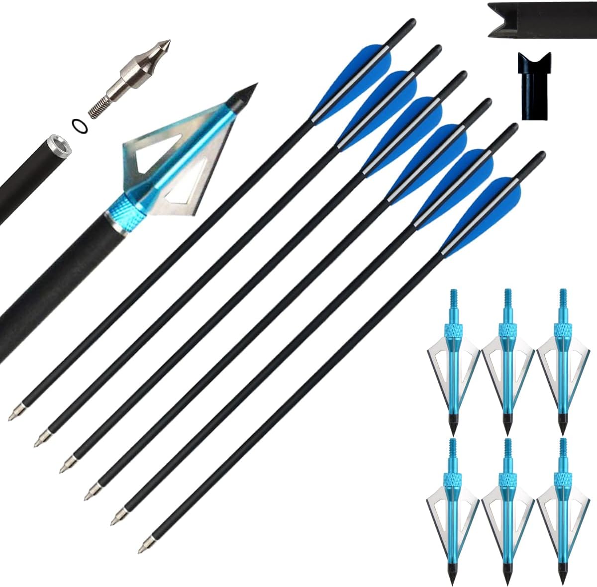 12 Flechas carbono arco compuesto 16-22" fijas