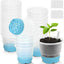 Macetas plástico transparente con base silicona 4" azul