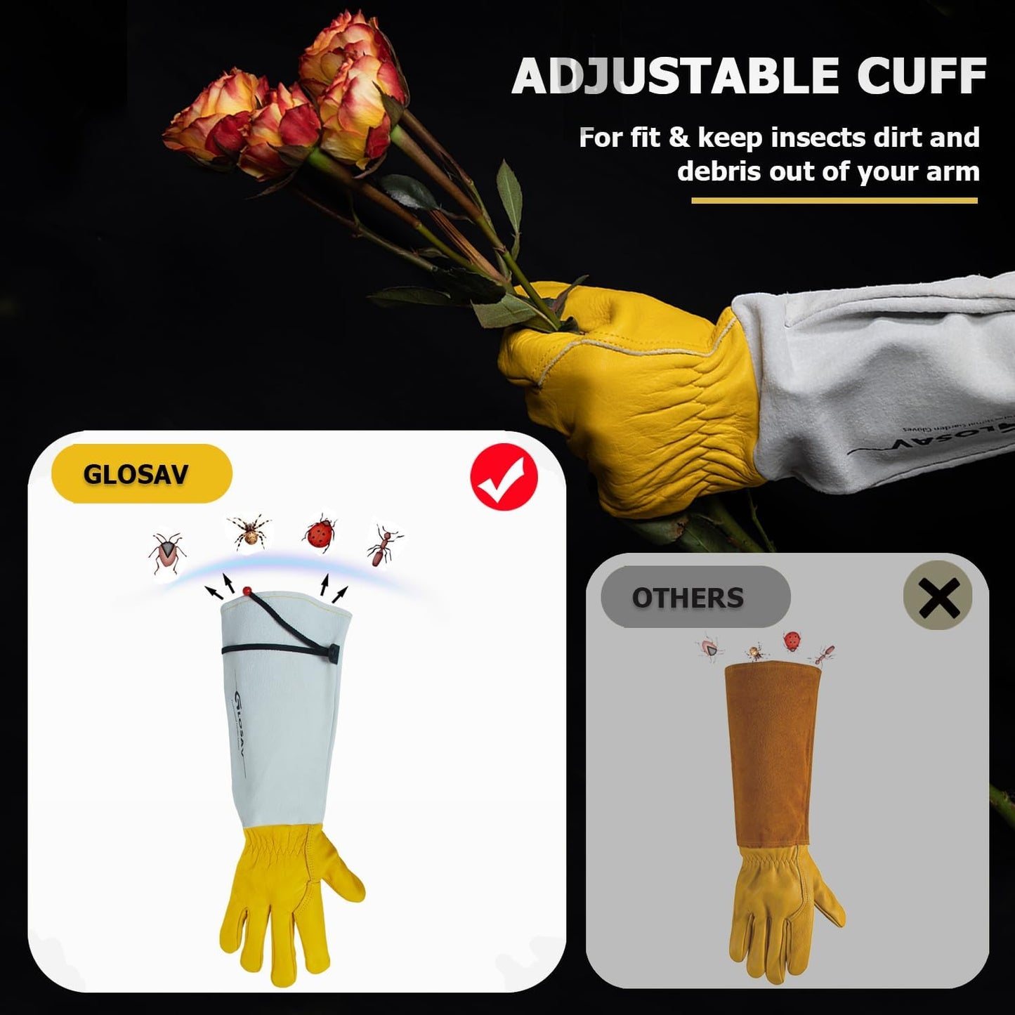 Guantes jardinería antiespinas para podar rosas y cactus