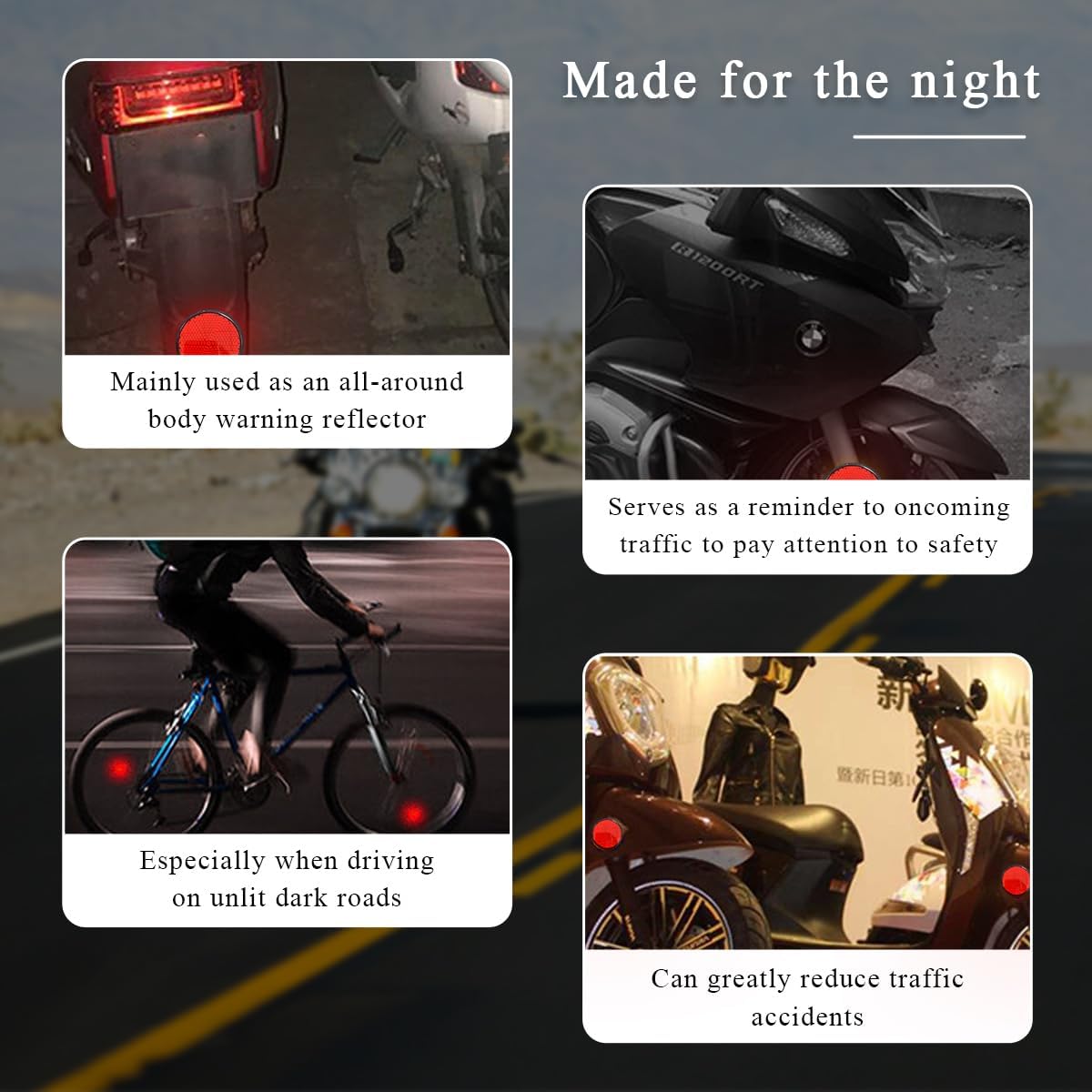 2 Pzas Reflectores Plástico M6 para Motocicleta Scooter
