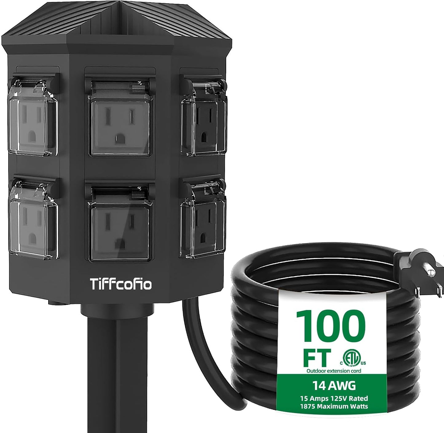 Regleta exterior 100pies 6 enchufes con estaca 15A