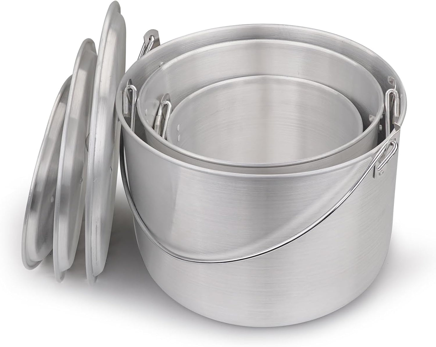 Set ollas aluminio anidadas con tapa 4L 8L 12L