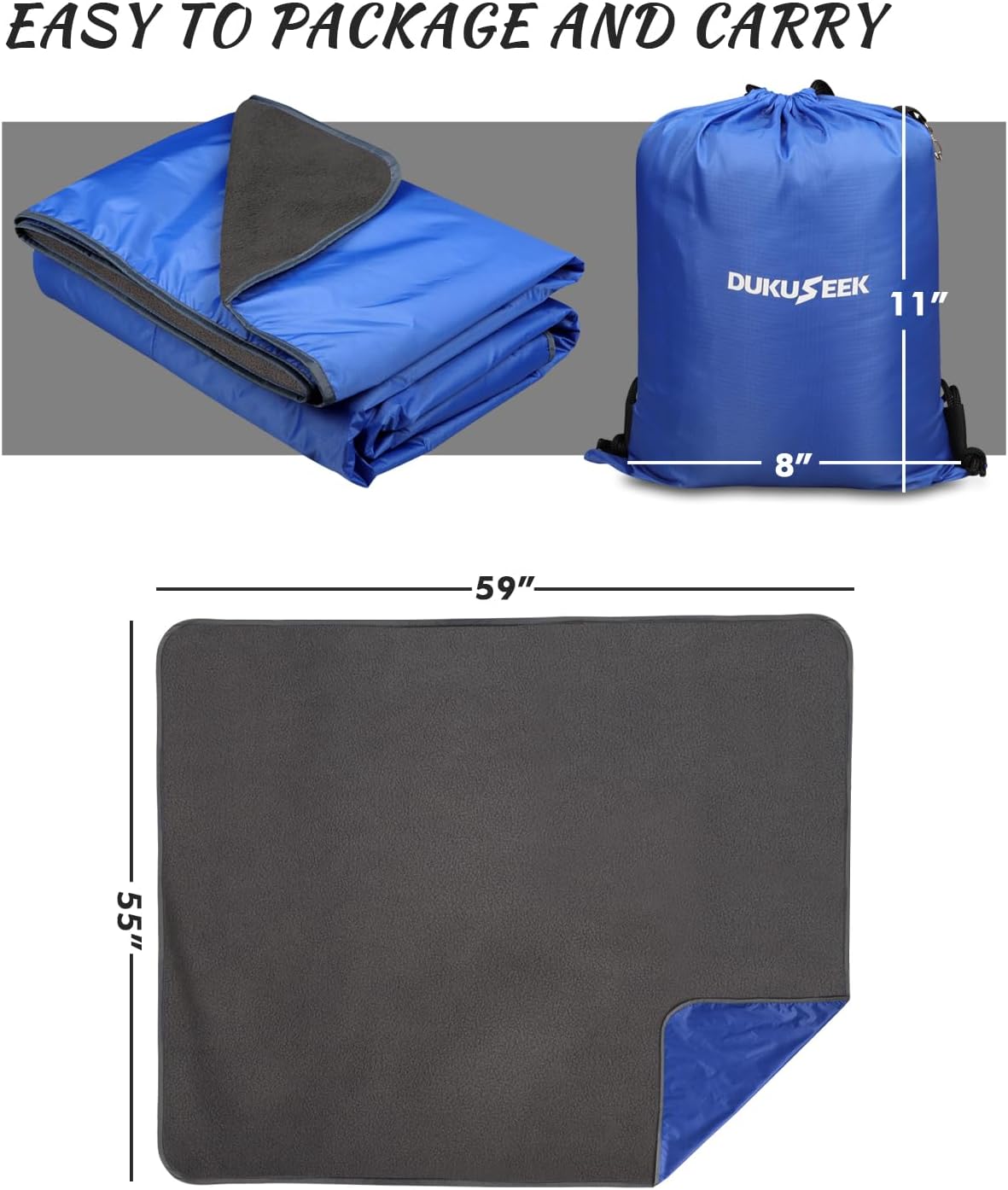 Manta estadio impermeable con capucha deportes azul