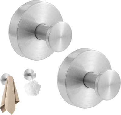 2 Ganchos Ventosa Acero Inox Sin Taladro Baño Cocina
