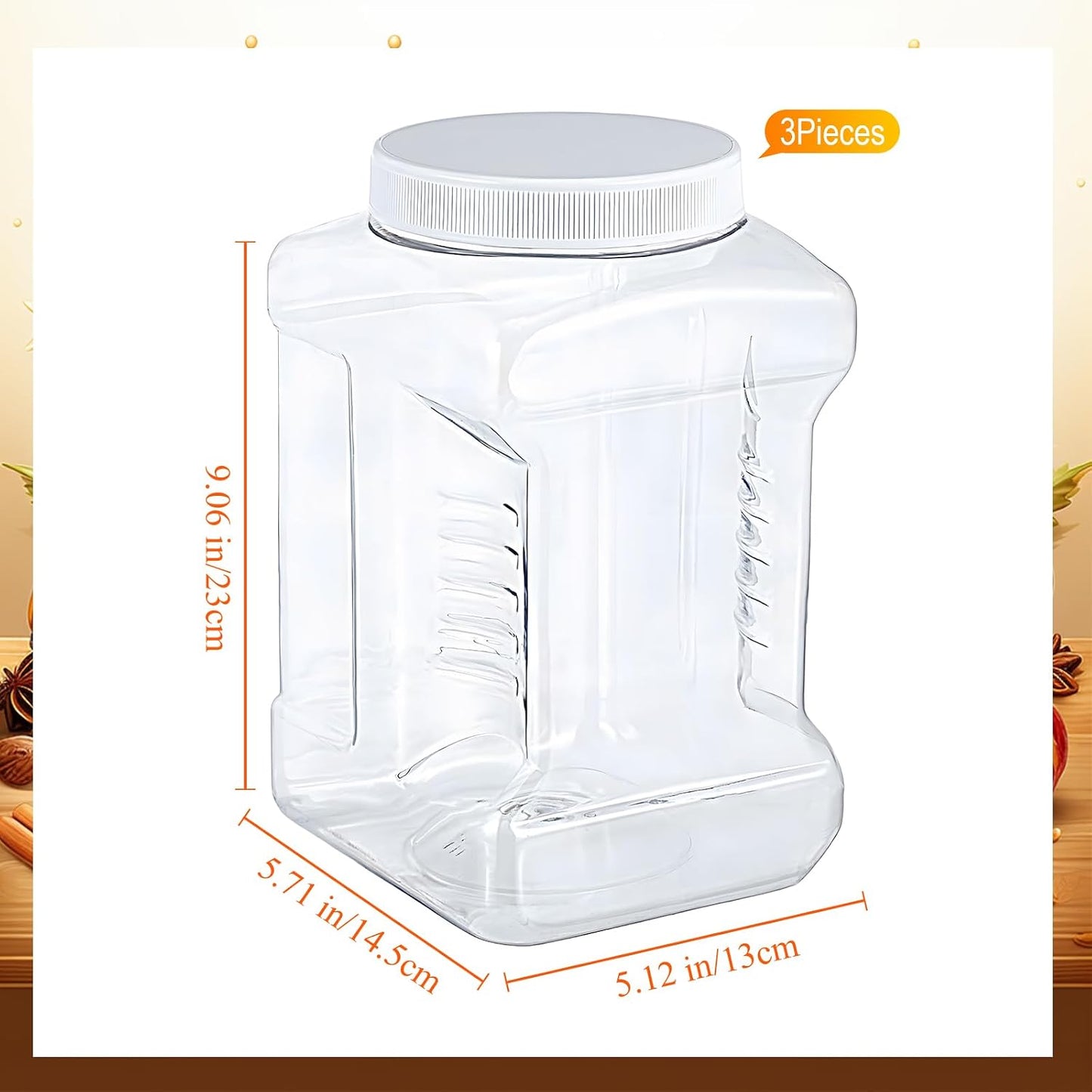 3 Tarros Plástico Transparente 1gal Tapa Blanca