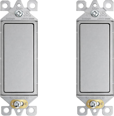 Interruptor luz pared gris mate 15A 120/277V reemplazo basculante