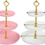 2 Soportes Plástico Cupcakes 3 Niveles Torre Postres Rosa Blanco