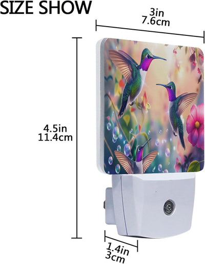 2 Luces Noche Colibríes Sensor LED Flores Ajustables Hogar