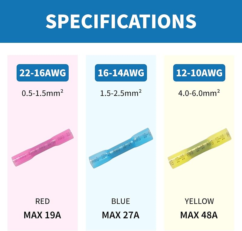 Conectores termorretráctiles impermeables 22-16 AWG rojos