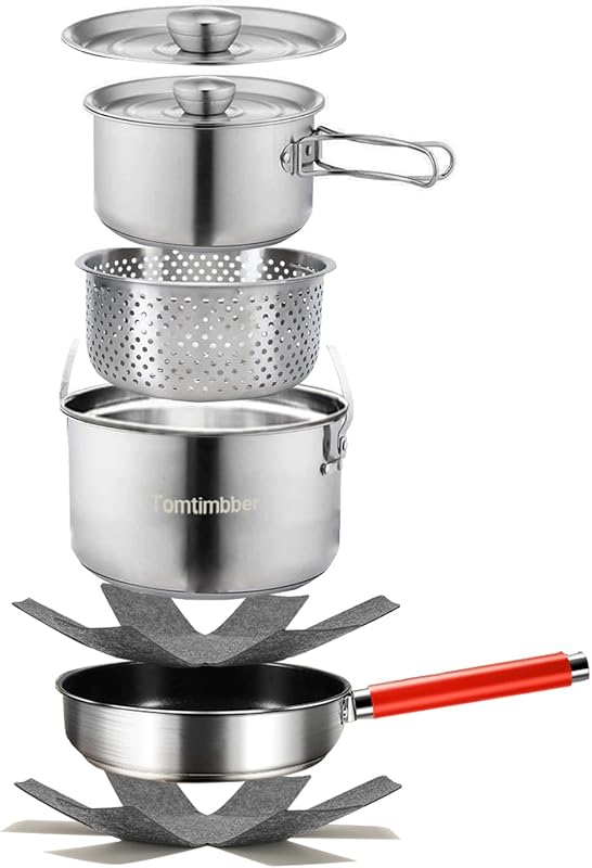 Set 4-6 Pzas Ollas Acero Inox 304 para Camping