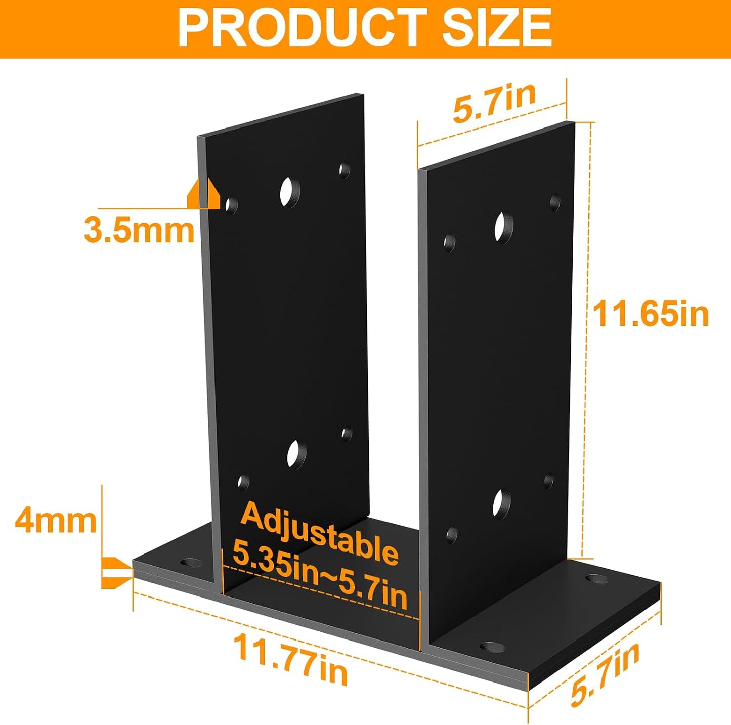 Base poste ajustable 6x6pulg acero soporte anclaje