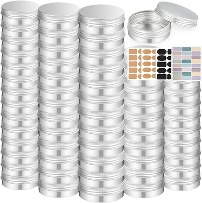 60 Latas 2oz con Tapas Rellenables Aluminio Plateado