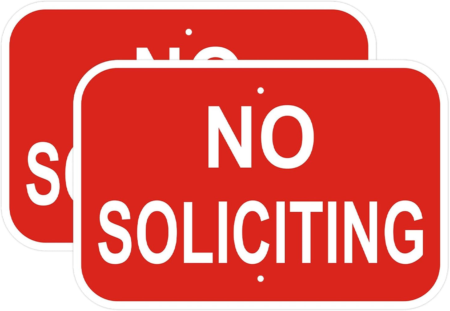 2 Carteles No Solicitar Aluminio 12x8" Rojo Blanco Hogar