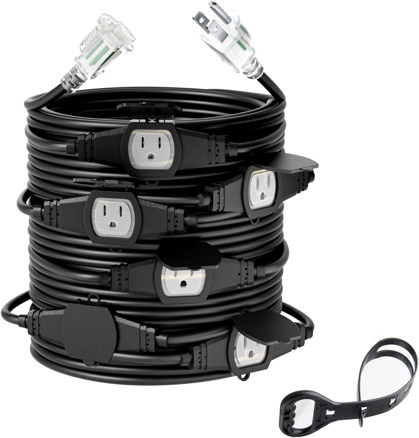 Cable extensión 3 puntas 4 tomas Nema 5-15R con LED UL