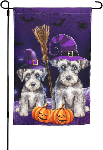 Bandera Halloween Schnauzer Calabaza Murciélago 12x18pulg
