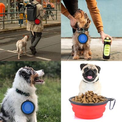 Cuencos plegables perros 34oz con clip 2unid azul rojo