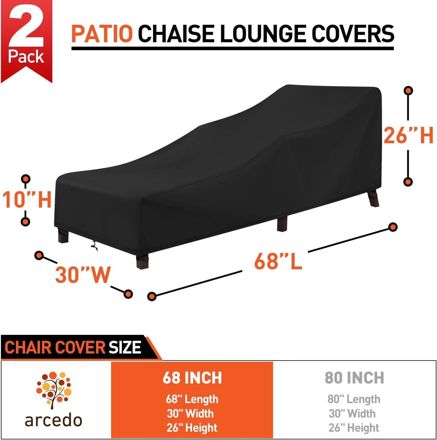 Funda silla descanso exterior 68x30x26pulg impermeable