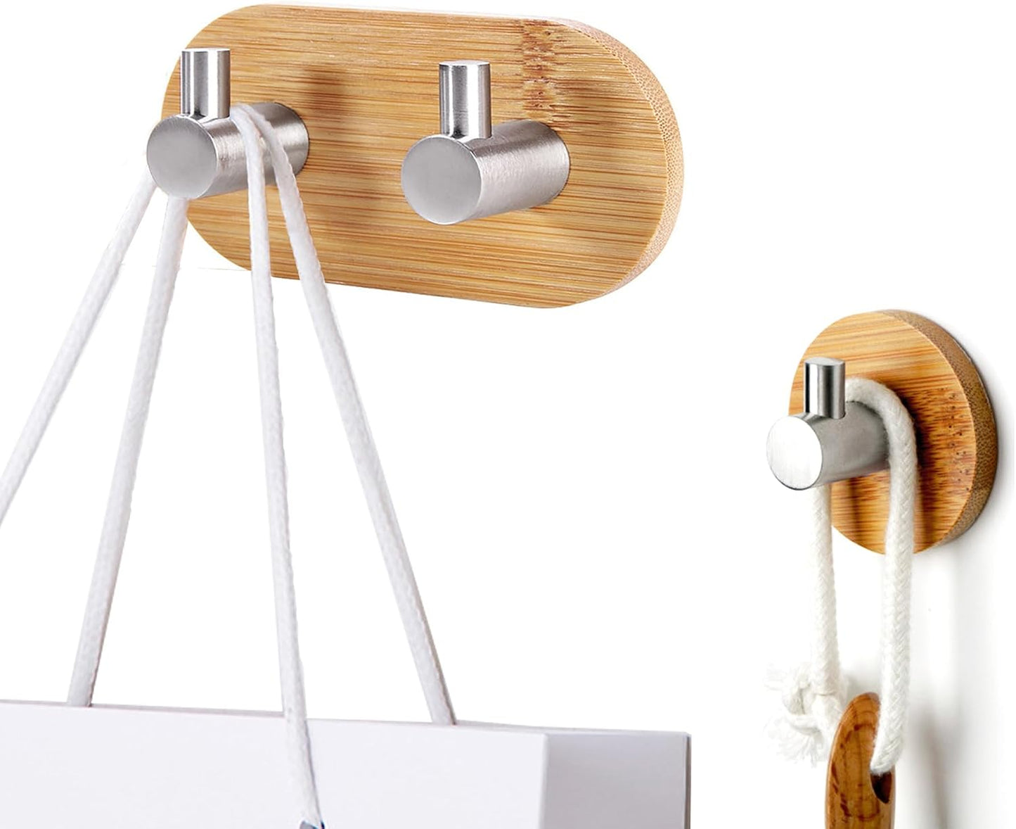 Llavero bambú pared con ganchos decorativos para cocina