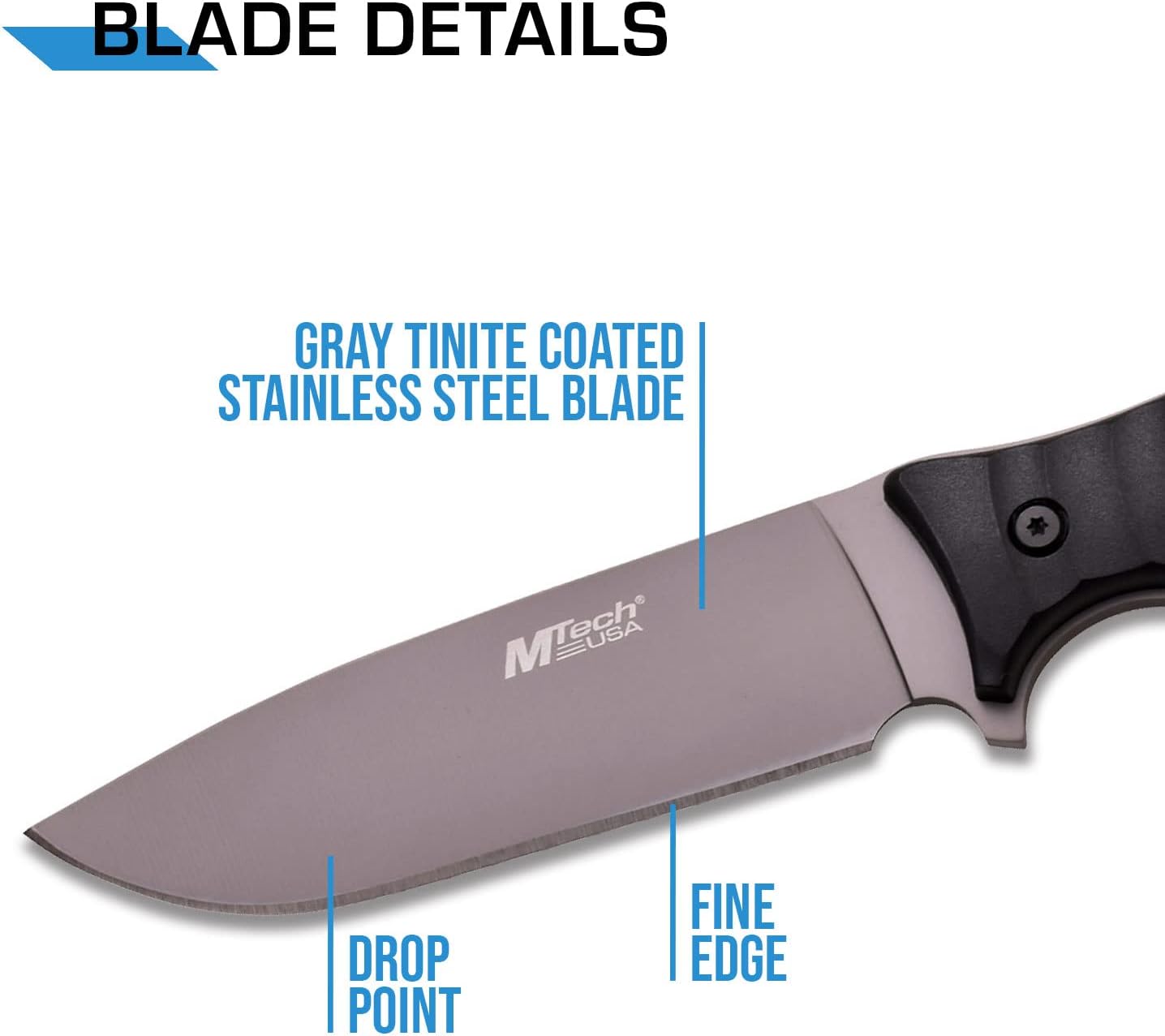 Cuchillo fijo 10" gris titanio mango negro