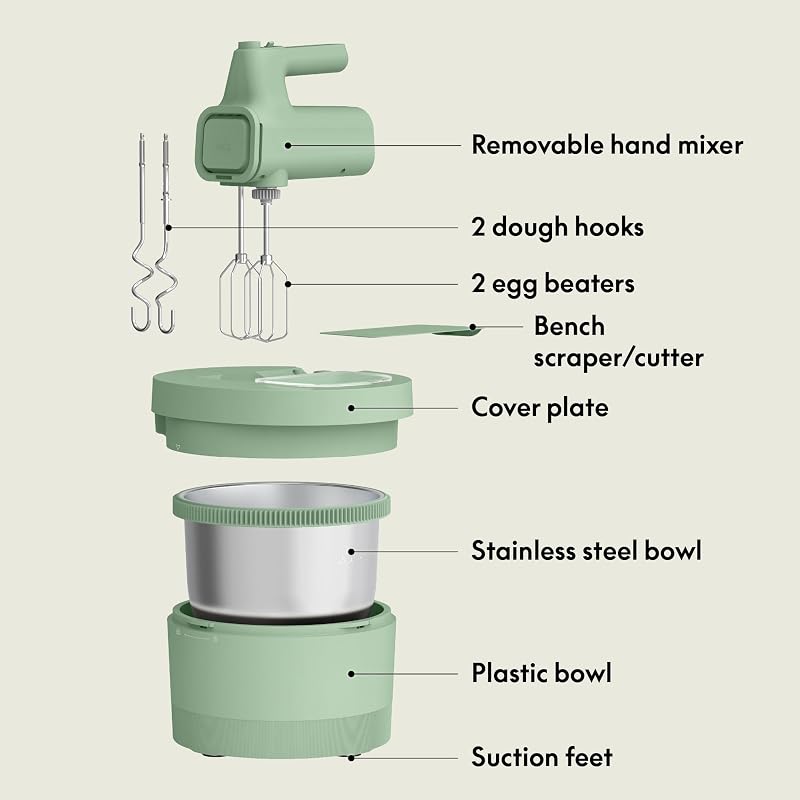 Batidora 2en1 3.5qt 200W con tazón y accesorios Seaglass