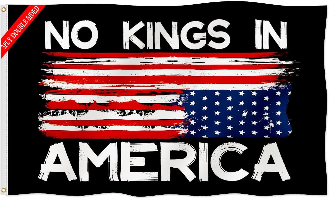 Bandera doble cara No Kings In America 2x3ft poliéster