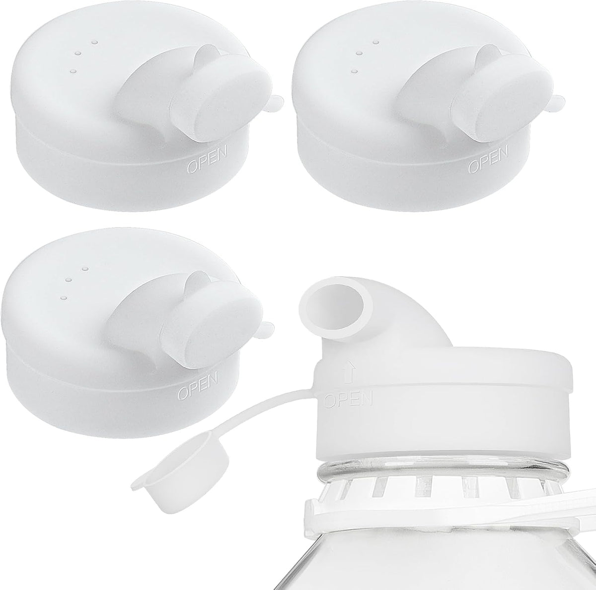 4 Tapas Silicona Blanca para Botellas Leche Vidrio Sin Derrames