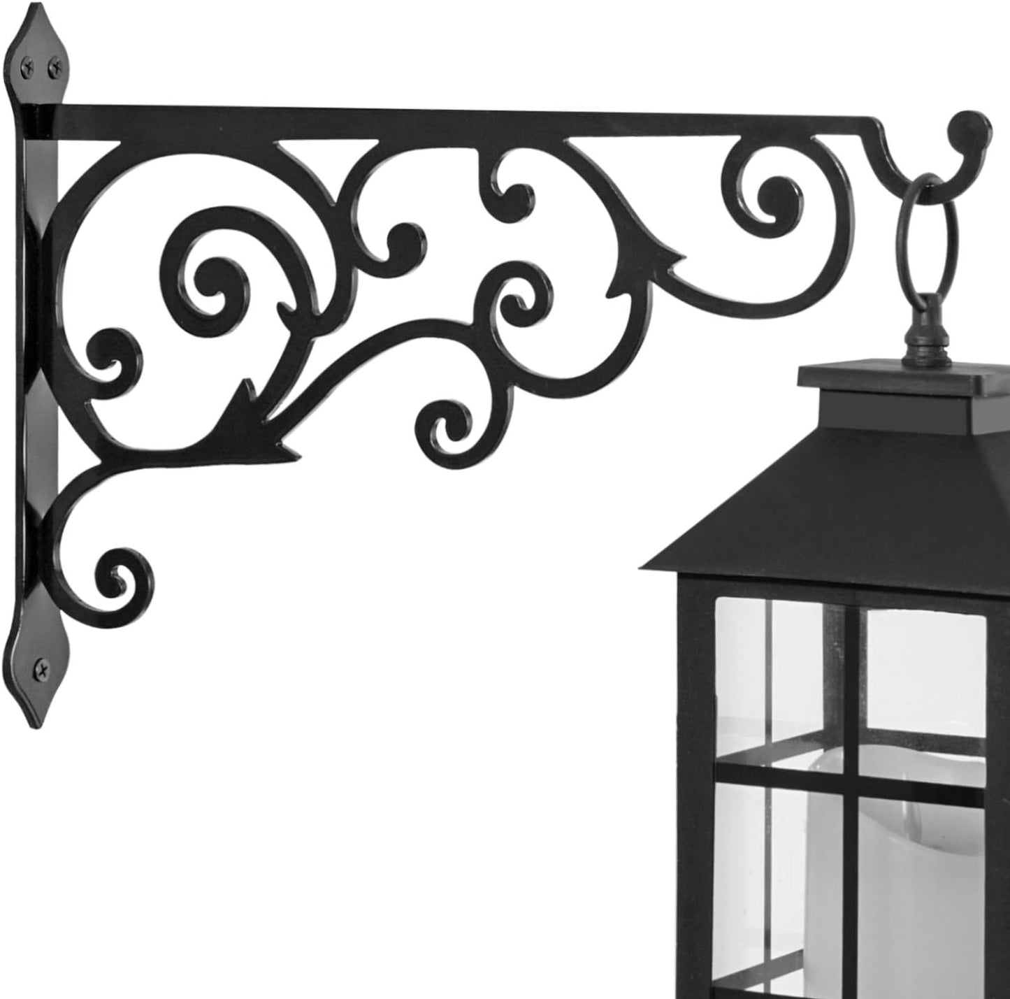 Soporte metal pared farol comedero pájaro negro
